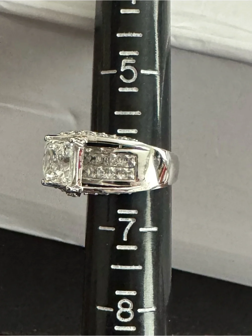 925 Silver Ring w/Large Square Cut Center CZ & sizzling CZ accents- A Statement!